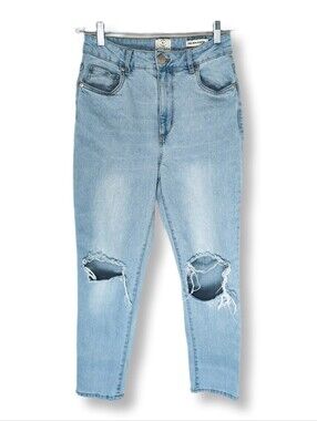 Cotton On High 90's Stretch Jeans Light Wash Blue Size 6 Slim